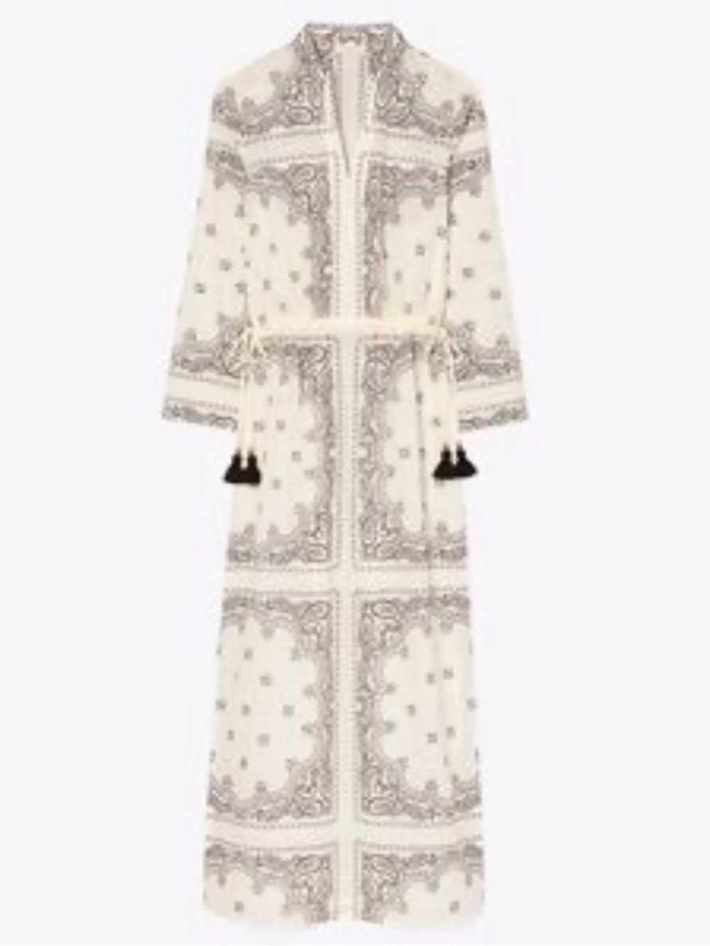 Tory Burch women paisley print Boho Maxi Dress with Tassel Tie size M Euc